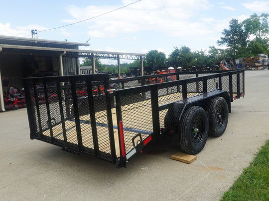 6.4x14 Dovetail Utility Trailer with 2ft Mesh Sides (2) 3500lb Axle - SLE Equipment - 6