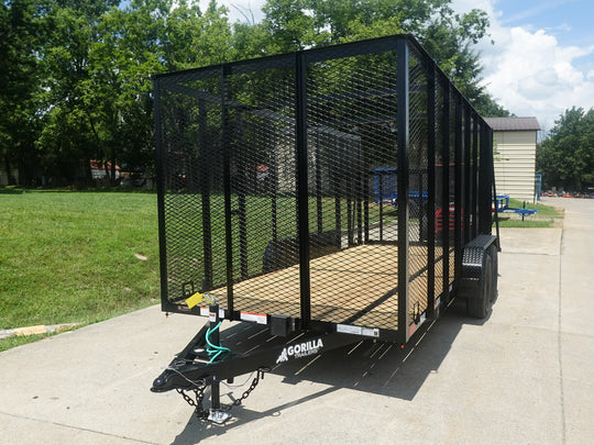 6.4x16 Straight Deck Utility Trailer 6ft Mesh Sides (2) 3,500lb Axles - SLE Equipment - 1