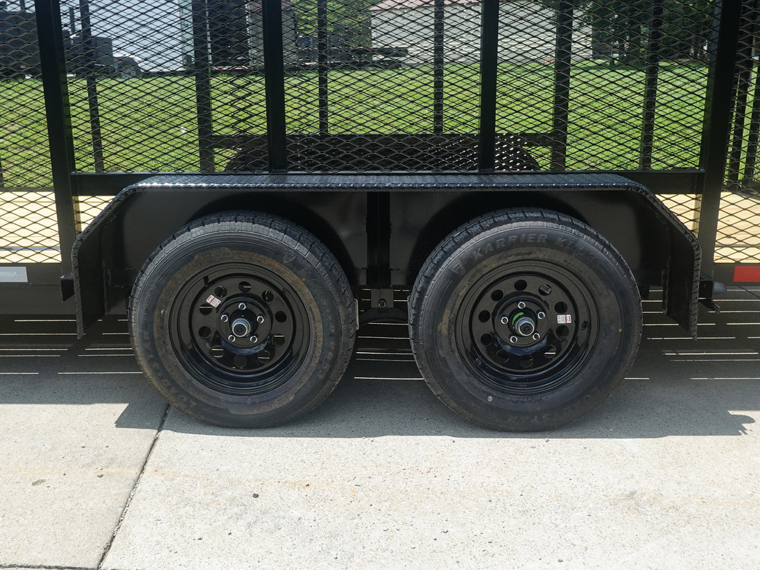 6.4x16 Straight Deck Utility Trailer 6ft Mesh Sides (2) 3,500lb Axles - SLE Equipment - 16