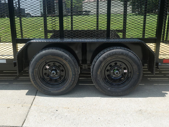6.4x16 Straight Deck Utility Trailer 6ft Mesh Sides (2) 3,500lb Axles - SLE Equipment - 16