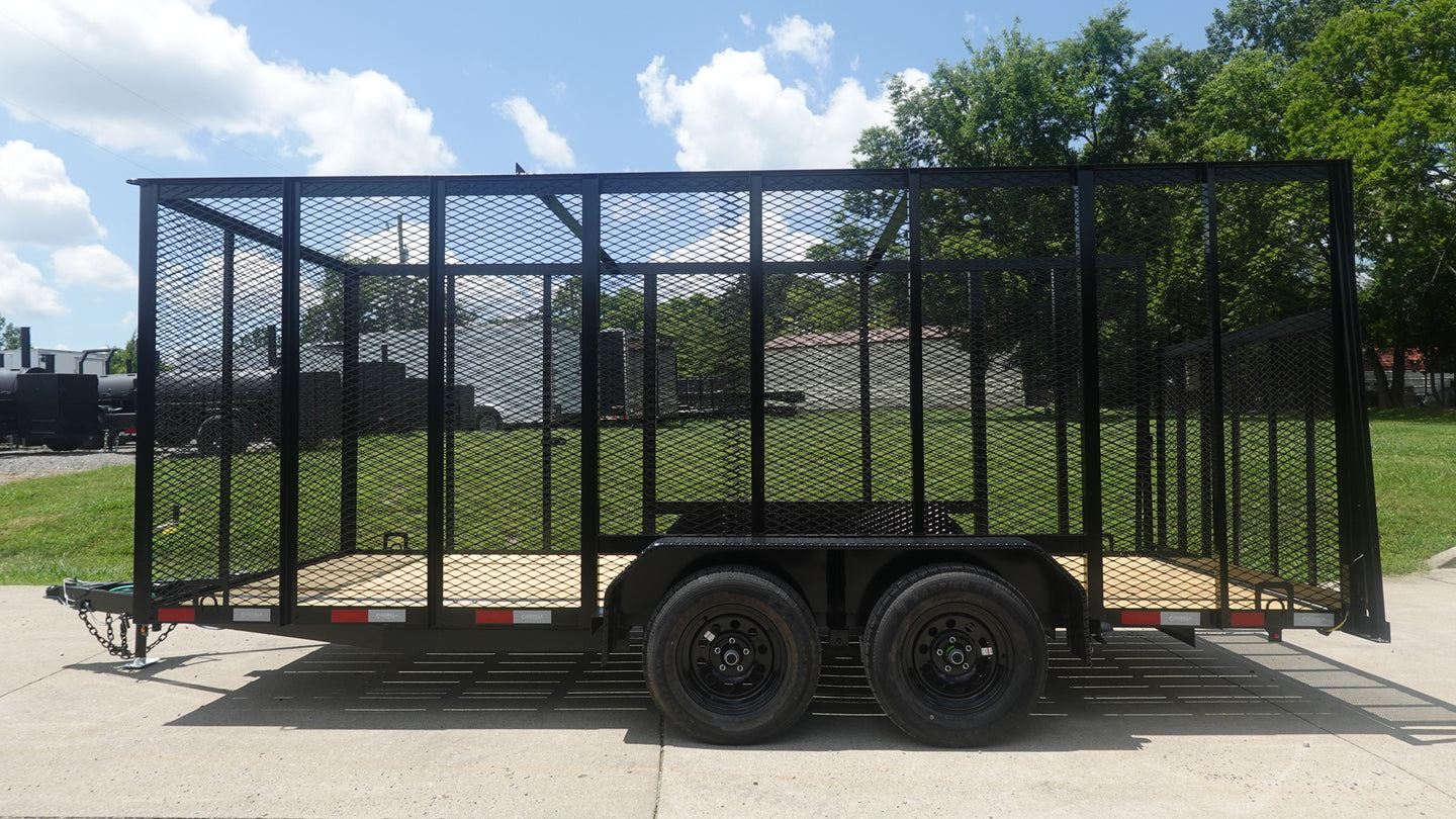 6.4x16 Straight Deck Utility Trailer 6ft Mesh Sides (2) 3,500lb Axles - SLE Equipment - 4