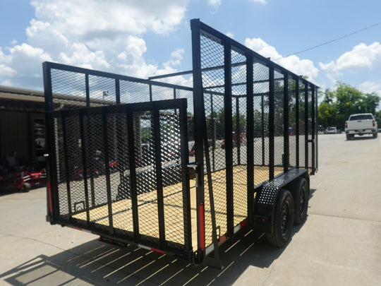 6.4x16 Straight Deck Utility Trailer 6ft Mesh Sides (2) 3,500lb Axles - SLE Equipment - 8
