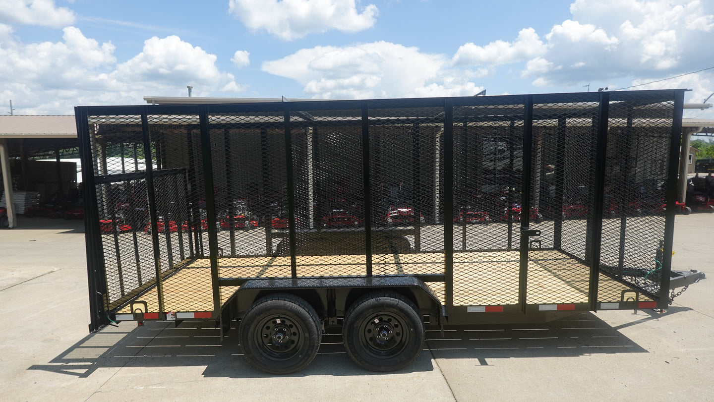 6.4x16 Straight Deck Utility Trailer 6ft Mesh Sides (2) 3,500lb Axles - SLE Equipment - 5