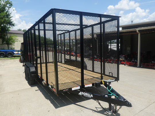6.4x16 Straight Deck Utility Trailer 6ft Mesh Sides (2) 3,500lb Axles - SLE Equipment - 3