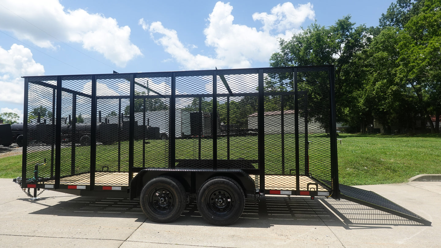 6.4x16 Straight Deck Utility Trailer 6ft Mesh Sides (2) 3,500lb Axles - SLE Equipment - 6