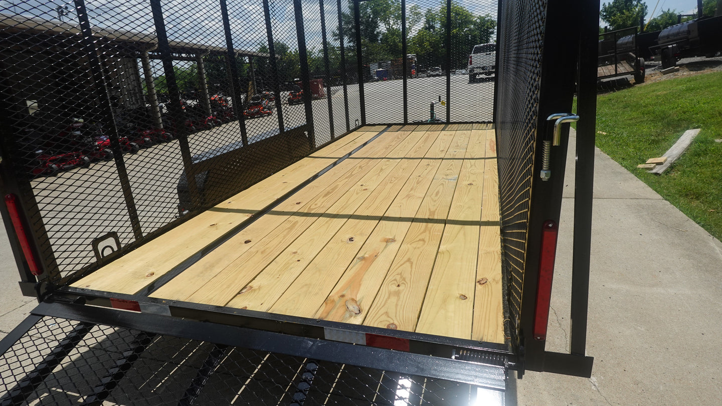 6.4x16 Straight Deck Utility Trailer 6ft Mesh Sides (2) 3,500lb Axles - SLE Equipment - 11