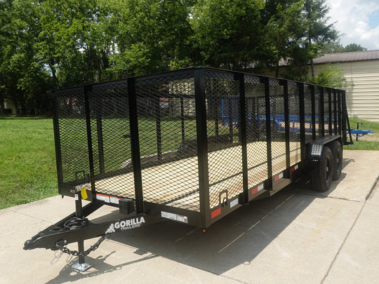 7x20 Heavy Duty Straight Deck Utility Trailer 4ft Mesh Sides (2) 5,200lb Axles - SLE Equipment - 1