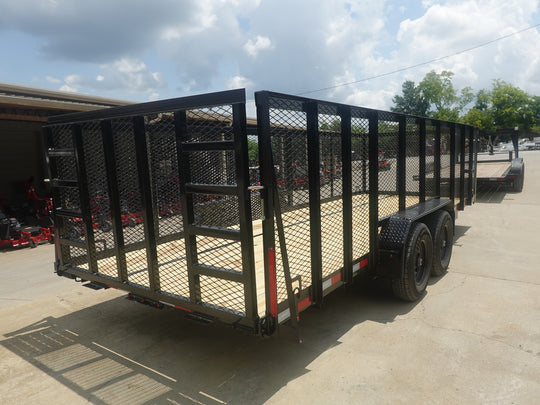 7x20 Heavy Duty Straight Deck Utility Trailer 4ft Mesh Sides (2) 5,200lb Axles - SLE Equipment - 8