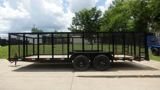 7x20 Heavy Duty Straight Deck Utility Trailer 4ft Mesh Sides (2) 5,200lb Axles - SLE Equipment - 4