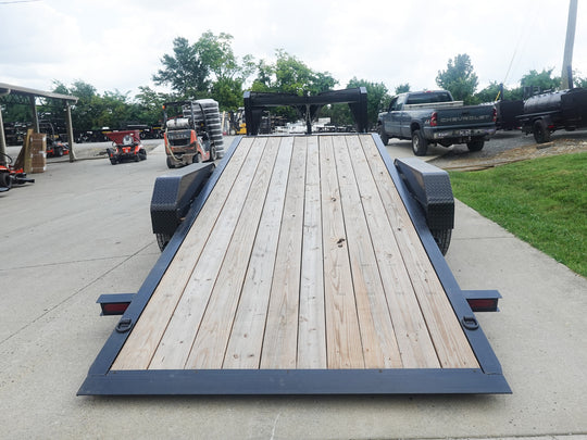 7x20 Gooseneck Tilt Car Hauler Trailer (2) 7K Drop Axles with Brakes 14K GVWR - SLE Equipment - 12