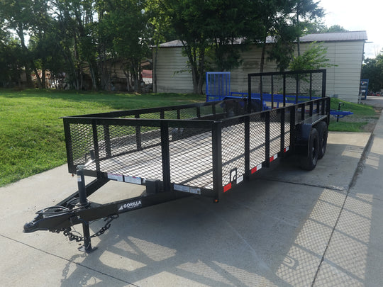 6.4x18 Utility Trailer with 2FT Mesh Sides & Gate (2) 3,500LB Axles GVWR 7K - SLE Equipment - 1