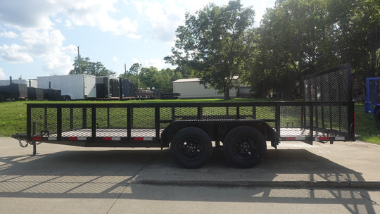 6.4x18 Utility Trailer with 2FT Mesh Sides & Gate (2) 3,500LB Axles GVWR 7K - SLE Equipment - 7