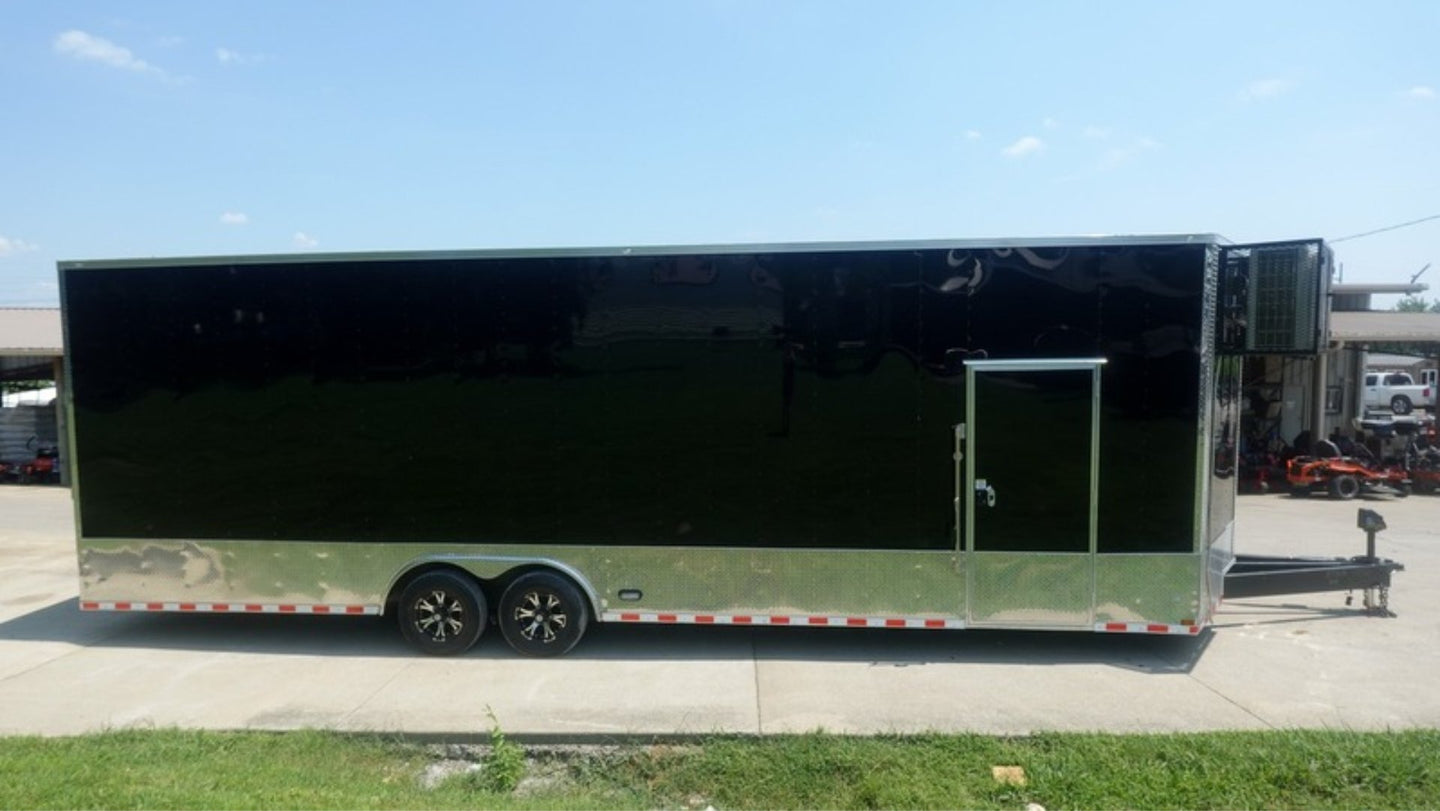 8.5x30 Black Enclosed 2-5200lb Axles 9' Interior Height with Winch Right Side