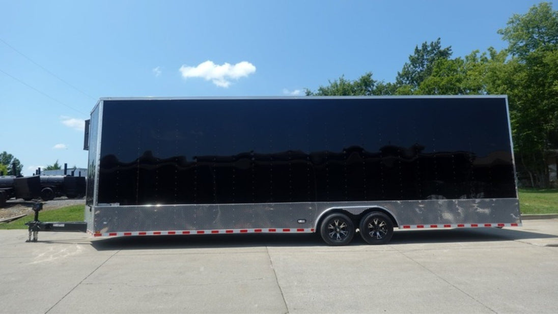 8.5x30 Black Enclosed 2-5200lb Axles 9' Interior Height with Winch Left Side