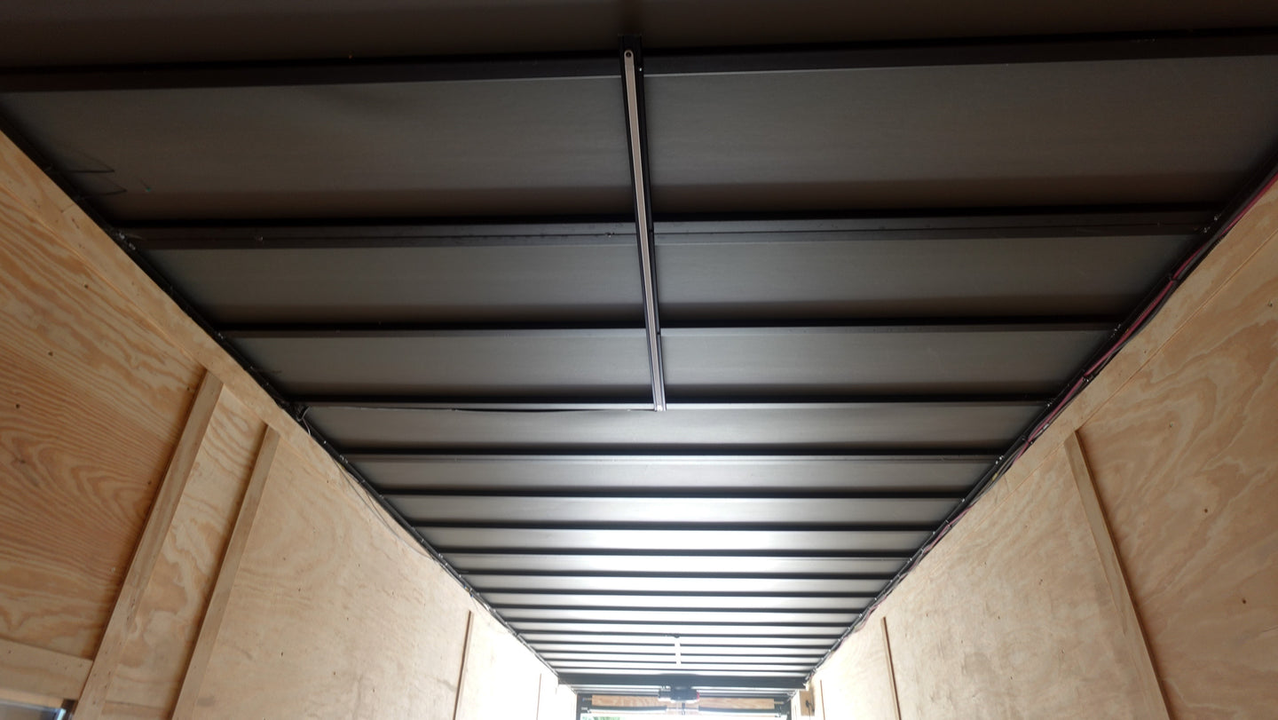 8.5x30 Black Enclosed 2-5200lb Axles 9' Interior Height with Winch LED Strip Lights