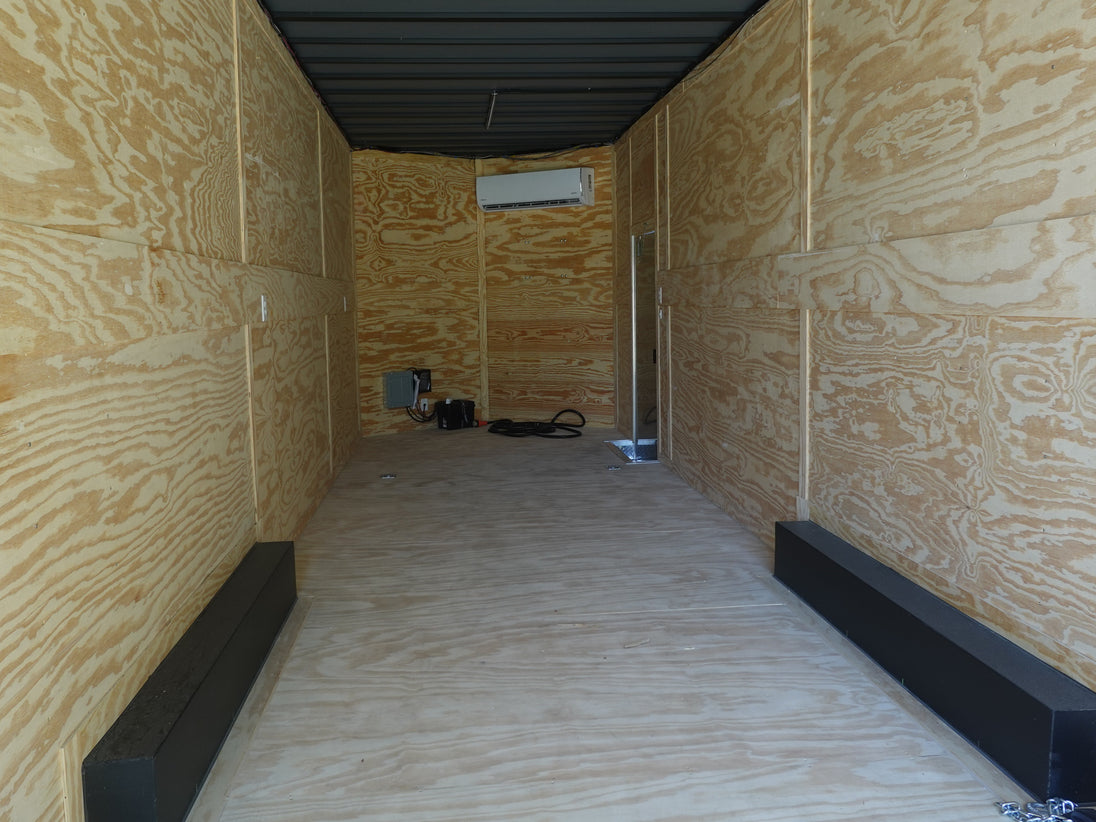 8.5x30 Black Enclosed 2-5200lb Axles 9' Interior Height with Winch Front Inside