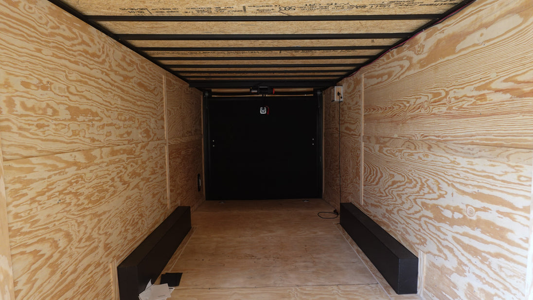 8.5x24 V-Nose Enclosed Trailer (2) 7000LB Axles with Wench Lift Inside Rear