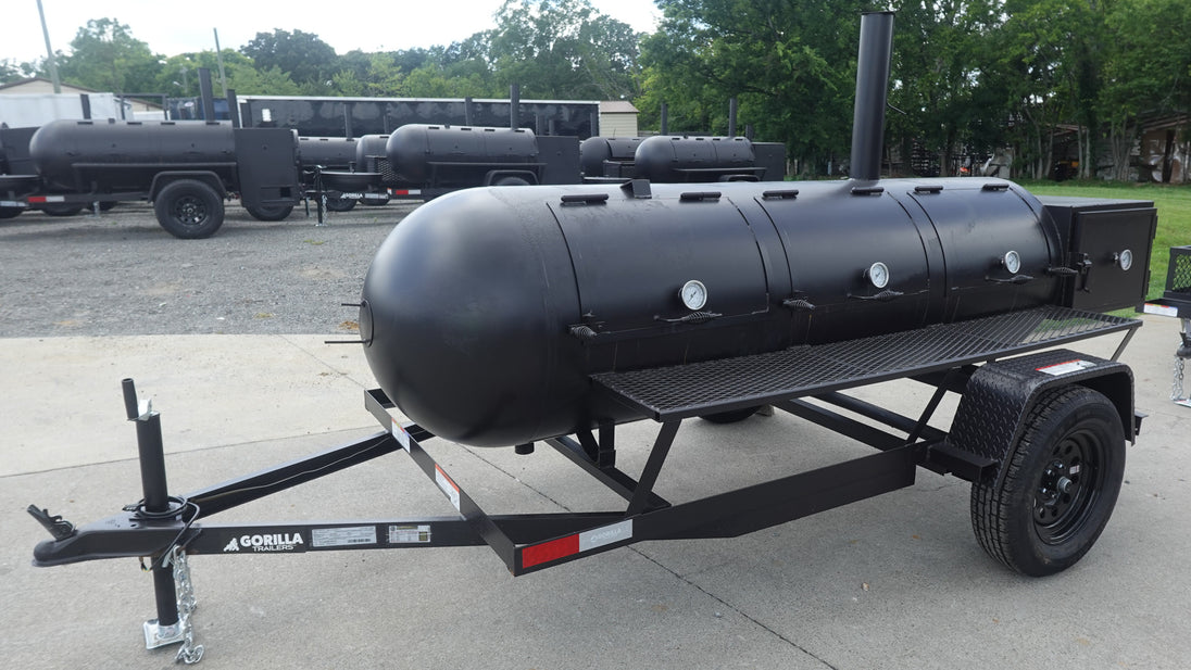 330 Gallon Charcoal Grill With Warming Box Front Left
