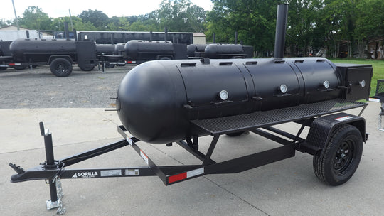 330 Gallon Charcoal Grill With Warming Box Front Left