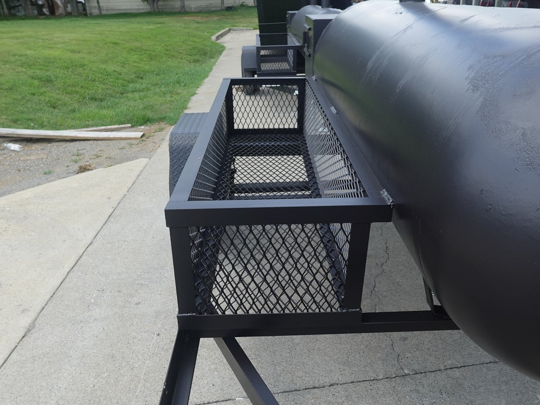 330 Gallon Charcoal Grill With Warming Box Right Side Wood Box