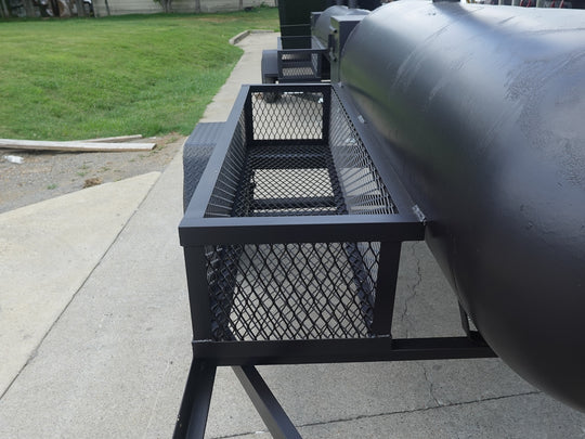 330 Gallon Charcoal Grill With Warming Box Right Side Wood Box