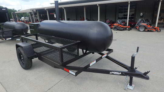 330 Gallon Charcoal Grill With Warming Box Right Front Side