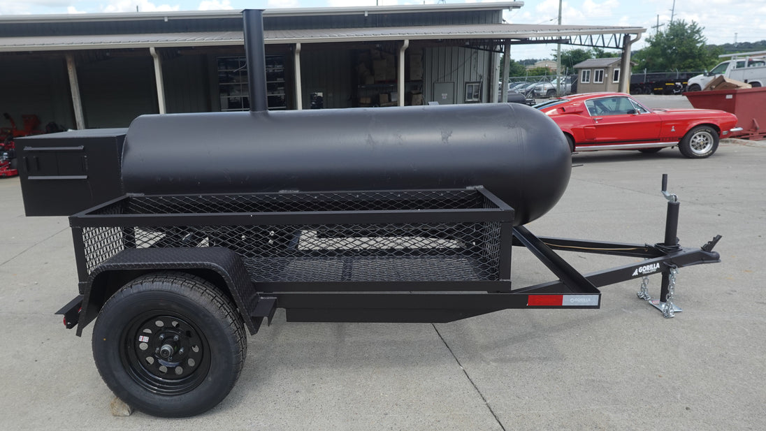 330 Gallon Charcoal Grill With Warming Box Right Side