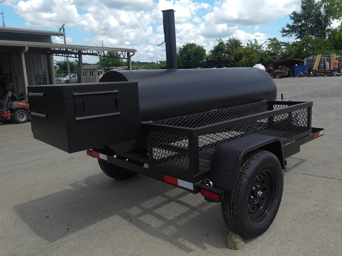 330 Gallon Charcoal Grill With Warming Box Right Rear