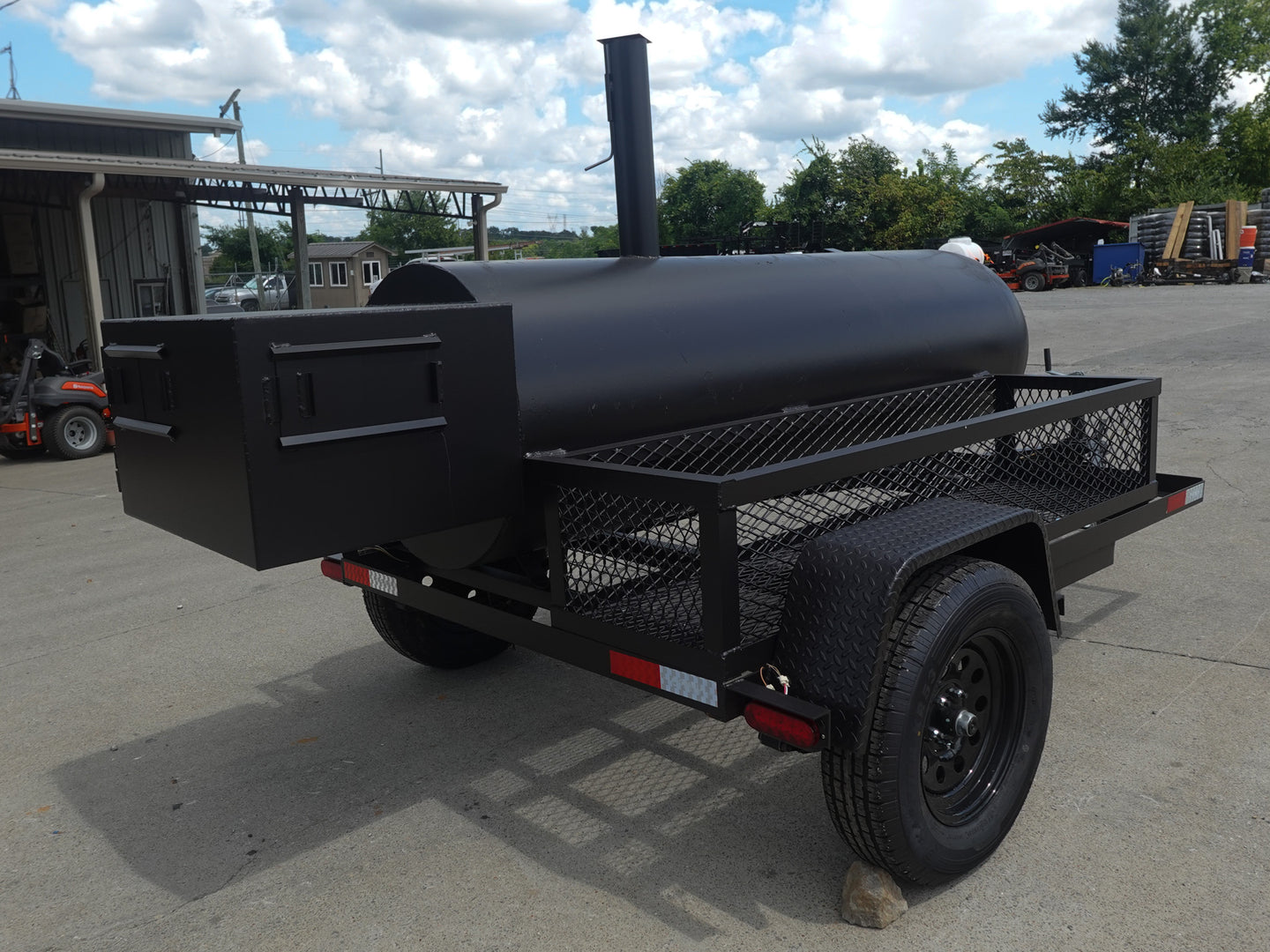 330 Gallon Charcoal Grill With Warming Box Right Rear