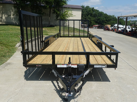 7x20 Powder Coated Straight Deck Utility Trailer with Side Gate (2) 3,500lb Axles - SLE Equipment - 2