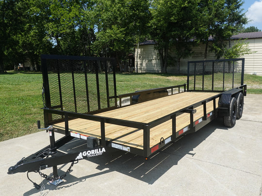 7x20 Powder Coated Straight Deck Utility Trailer with Side Gate (2) 3,500lb Axles - SLE Equipment - 1