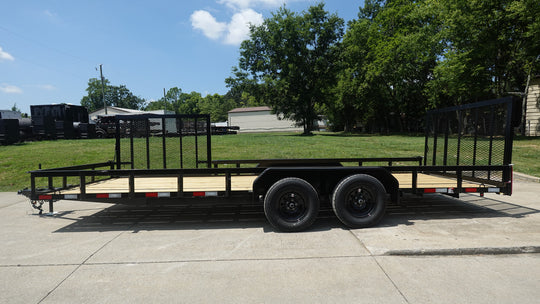 7x20 Powder Coated Straight Deck Utility Trailer with Side Gate (2) 3,500lb Axles - SLE Equipment - 6