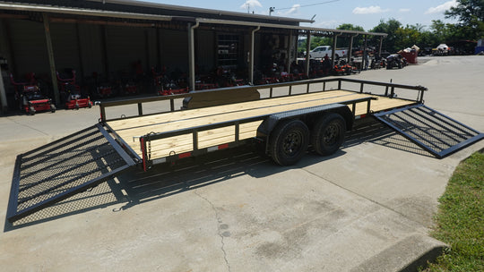 7x20 Powder Coated Straight Deck Utility Trailer with Side Gate (2) 3,500lb Axles - SLE Equipment - 12