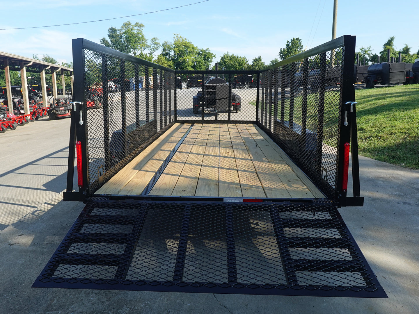 6.4x18 Straight Deck Utility Trailer 4ft Mesh (2) 3500lb Axles Gate Down
