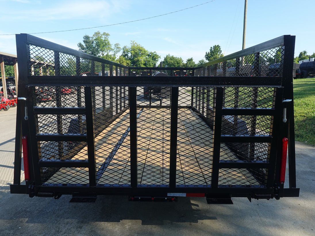 6.4x18 Straight Deck Utility Trailer 4ft Mesh (2) 3500lb Axles Rear