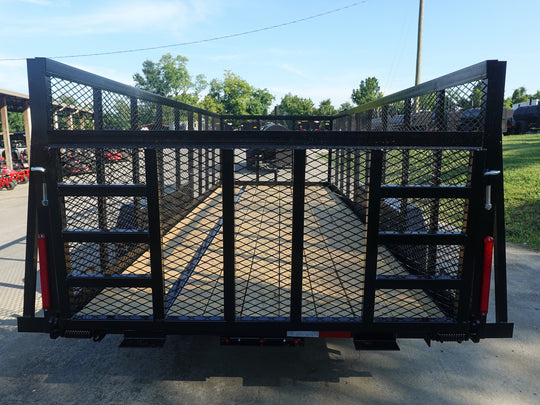 6.4x18 Straight Deck Utility Trailer 4ft Mesh (2) 3500lb Axles Rear