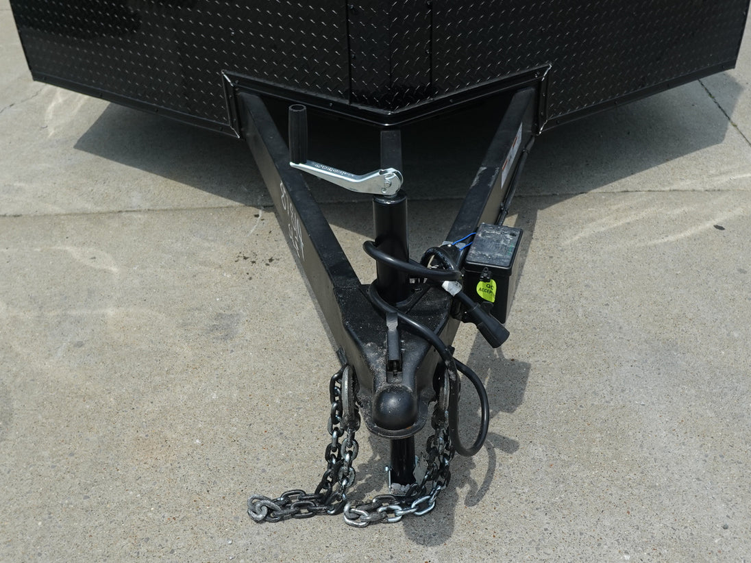 8.5x24 Black W/Black Out Hybrid Enclosed Trailer V-Nose (2) 7,000lb With Rails Jack