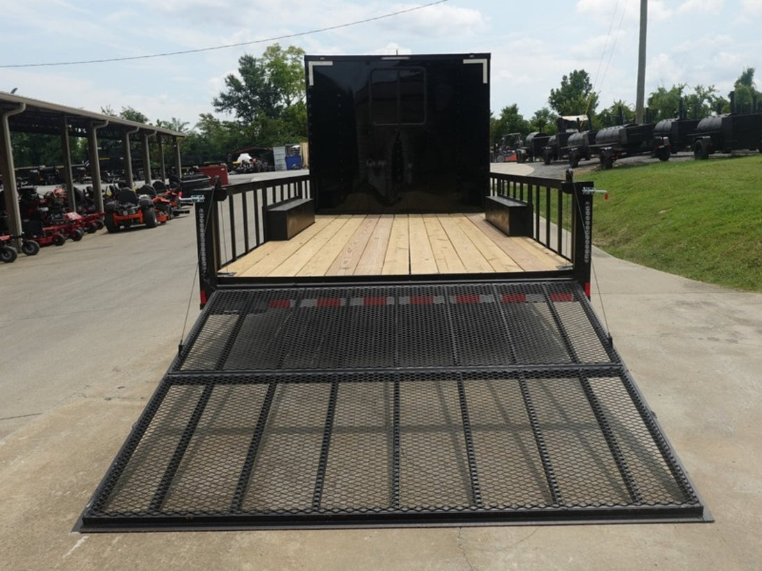 8.5x24 Black W/Black Out Hybrid Enclosed Trailer V-Nose (2) 7,000lb With Rails Rear Gate Down