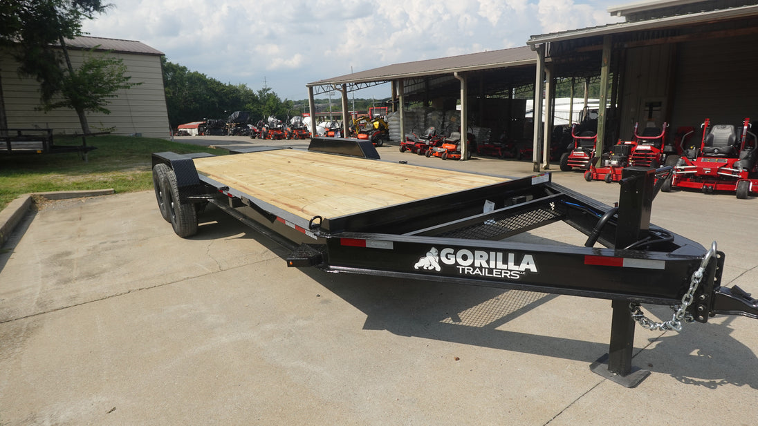 7x20 Equipment Trailer Dovetail (2) 7,000LB Axles with King Kong Ramps Front Right