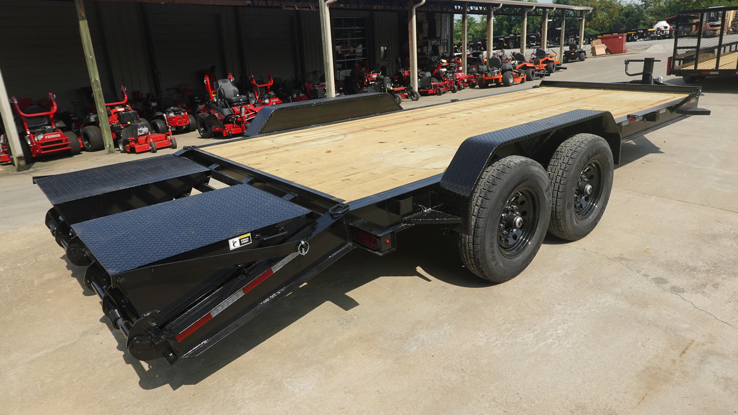 7x20 Equipment Trailer Dovetail (2) 7,000LB Axles with King Kong Ramps Right Rear