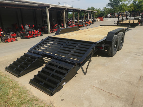 7x20 Equipment Trailer Dovetail (2) 7,000LB Axles with King Kong Ramps Right Rear Ramps