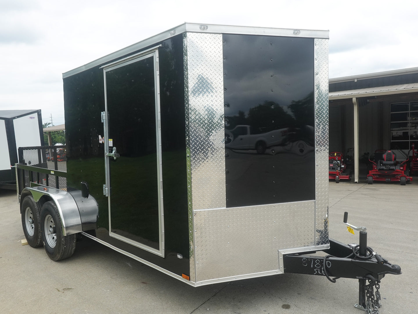 7x16 Black Hybrid Enclosed Trailer (2) 7000LB Axles Storage 14 Ply Tires  Front Right