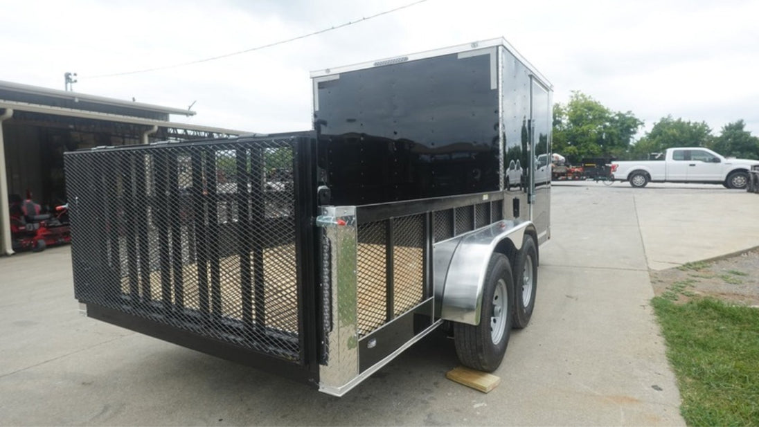 7x16 Black Hybrid Enclosed Trailer (2) 7000LB Axles Storage 14 Ply Tires Rear Right