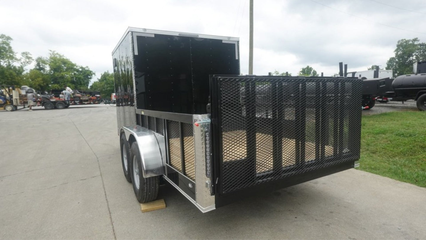 7x16 Black Hybrid Enclosed Trailer (2) 7000LB Axles Storage 14 Ply Tires Rear Left