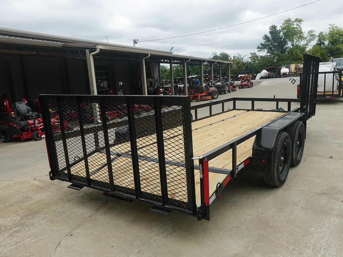 6.4x16 Dovetail Utility Trailer with Side Gate (2) 3,500LB Axles Right Rear