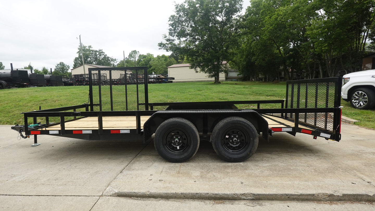 6.4x16 Dovetail Utility Trailer with Side Gate (2) 3,500LB Axles Left Side