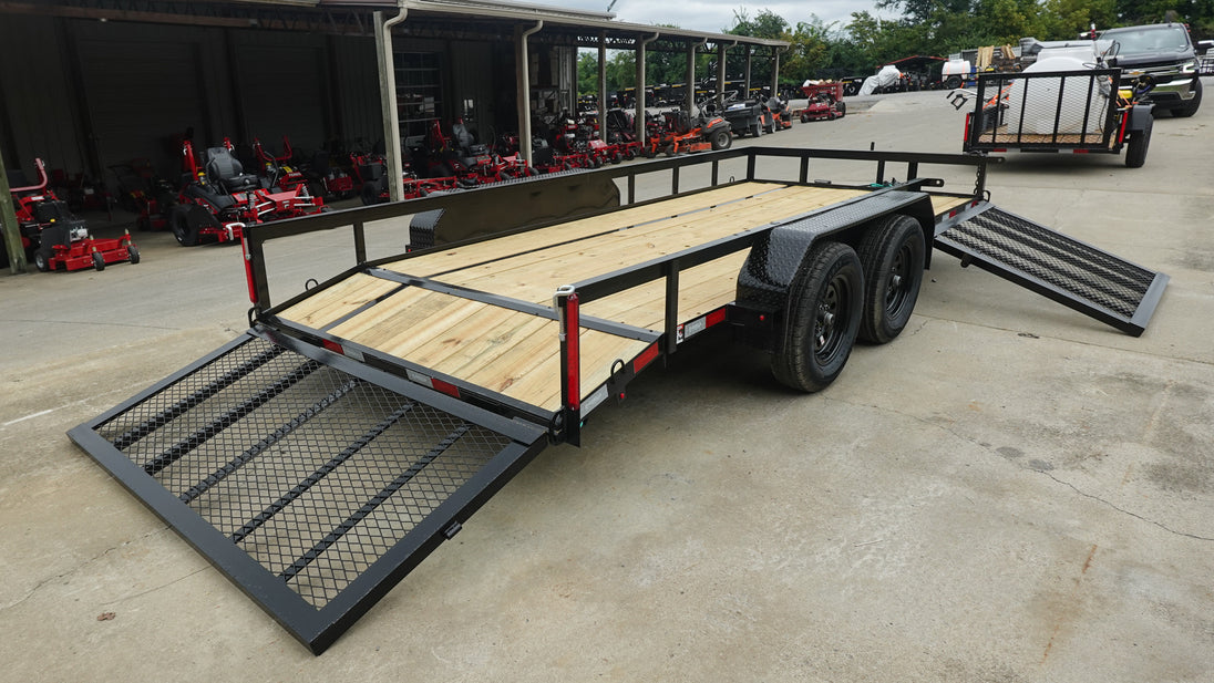 6.4x16 Dovetail Utility Trailer with Side Gate (2) 3,500LB Axles Rear Right Gates Down