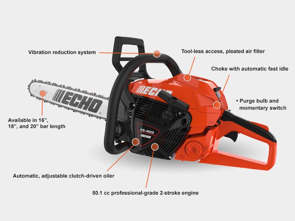 Echo CS - 4920 - 20" Gas Rear Handle Chainsaw 50.1 CC - SLE Equipment - 2
