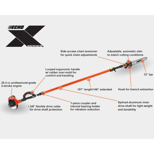 Echo PPT - 2620 25.4cc Pro Grade 2 - Stroke Engine Gas Power Pruner Pole Saw - SLE Equipment - 3