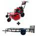 Encore 32" mower with 10.5HP Honda engine and floating deck for a smooth cut. Includes durable 5x10 utility trailer with ramp gate and 3,500 lb axle for easy hauling.